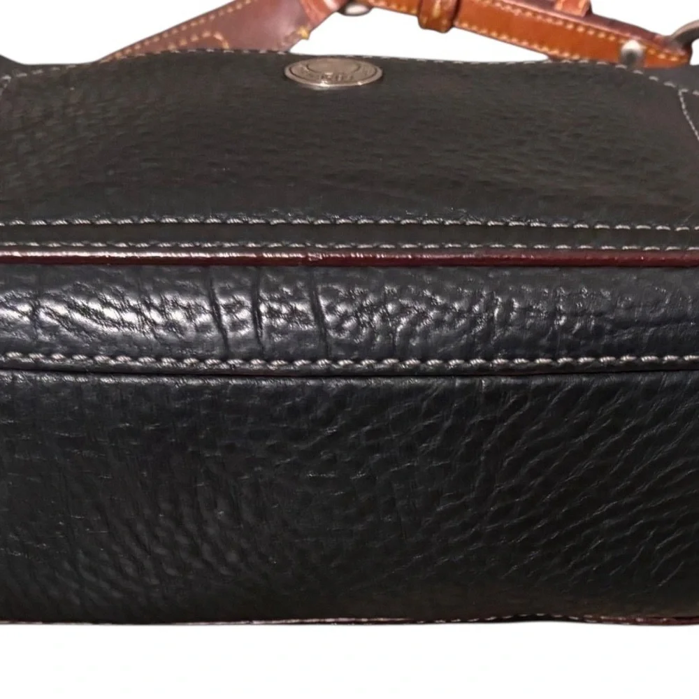 COACH Chelsea Black Pebbled Leather Turn-Lock Fold Top